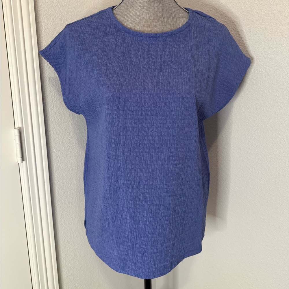 Anne Klein Blue/Purple Cap Sleeve Blouse | S